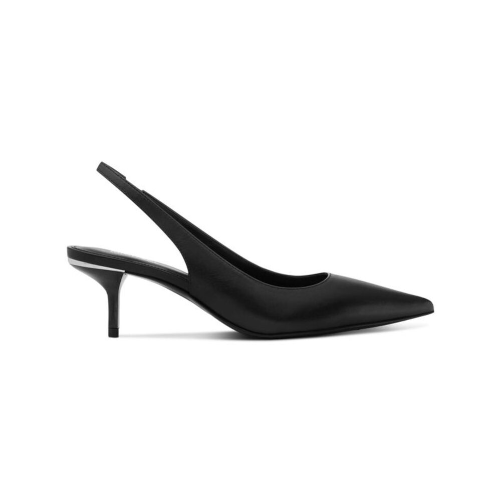 MICHAEL KORS Womens Black Heel Page Toe Kitten Heel Slip On Leather Slingback 6 - Picture 3 of 3